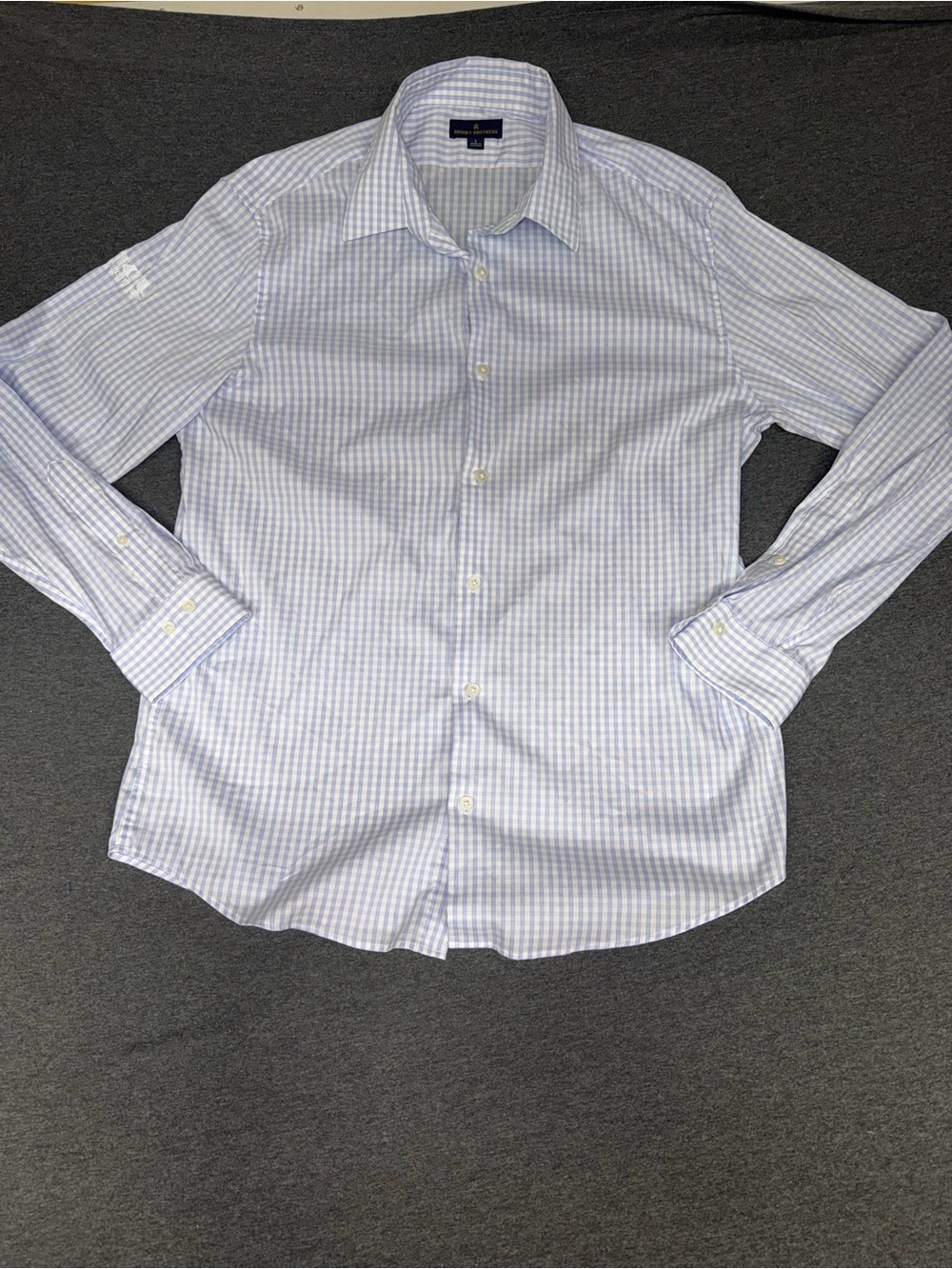Men's Brooks Brothers Light Blue Check Dress Shirt Size Large